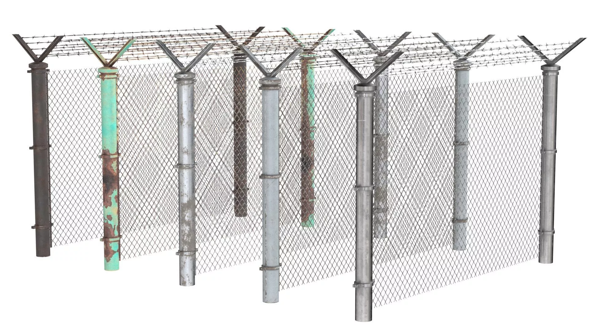 Barbed Wire Fence v9 Low-poly 3D model