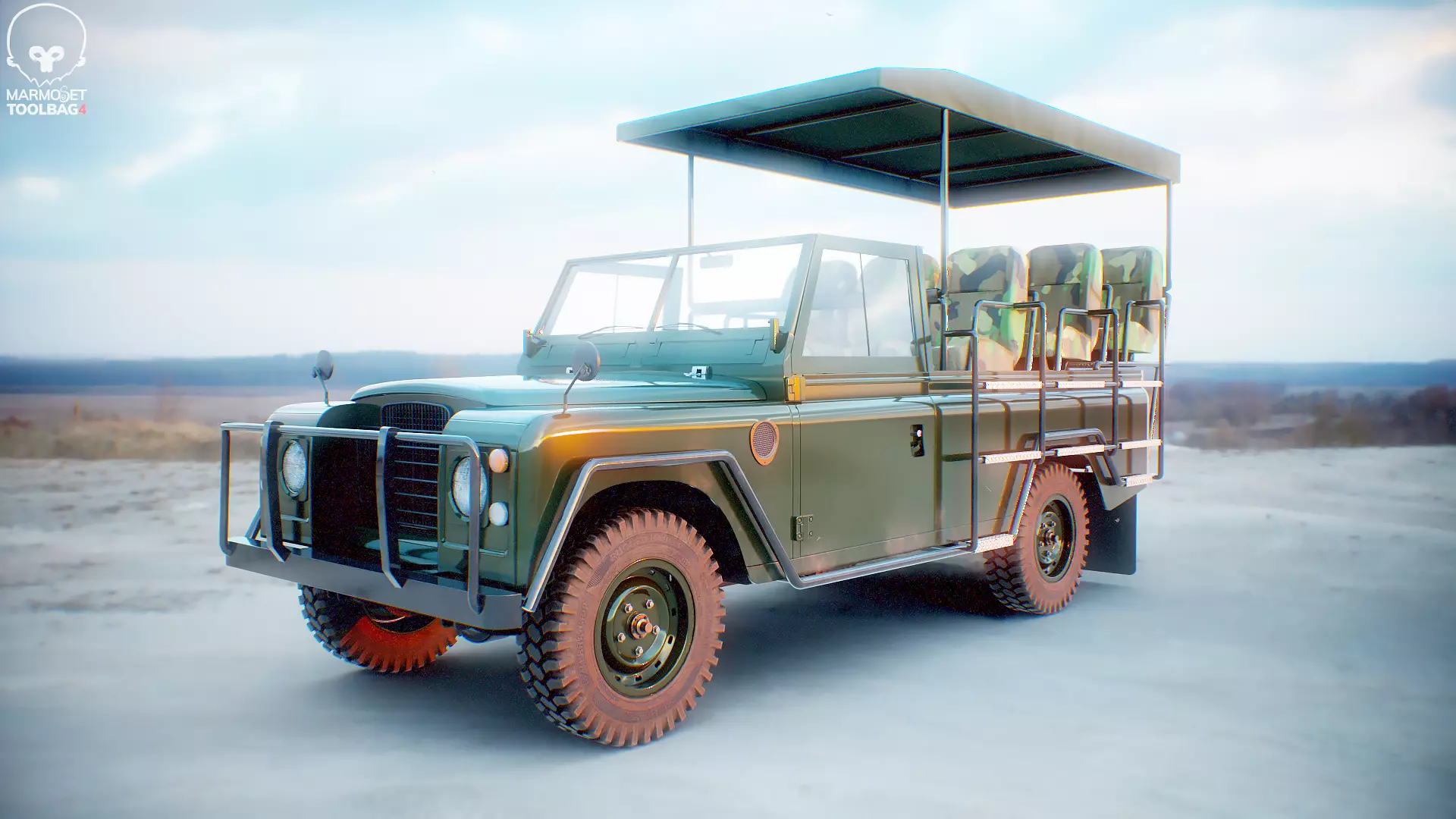 Classic Safari Tour Vehicle 4x4 Low-poly 3D model