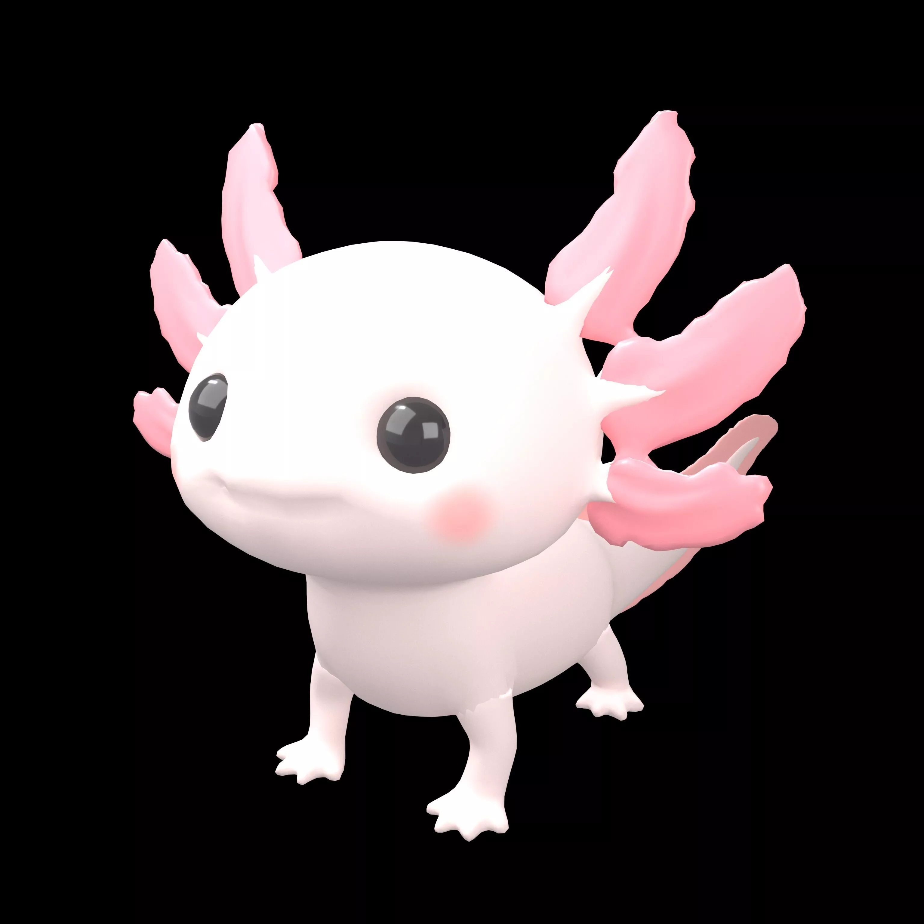 Cartoon Axolotl Character v1 001 Low-poly 3D model
