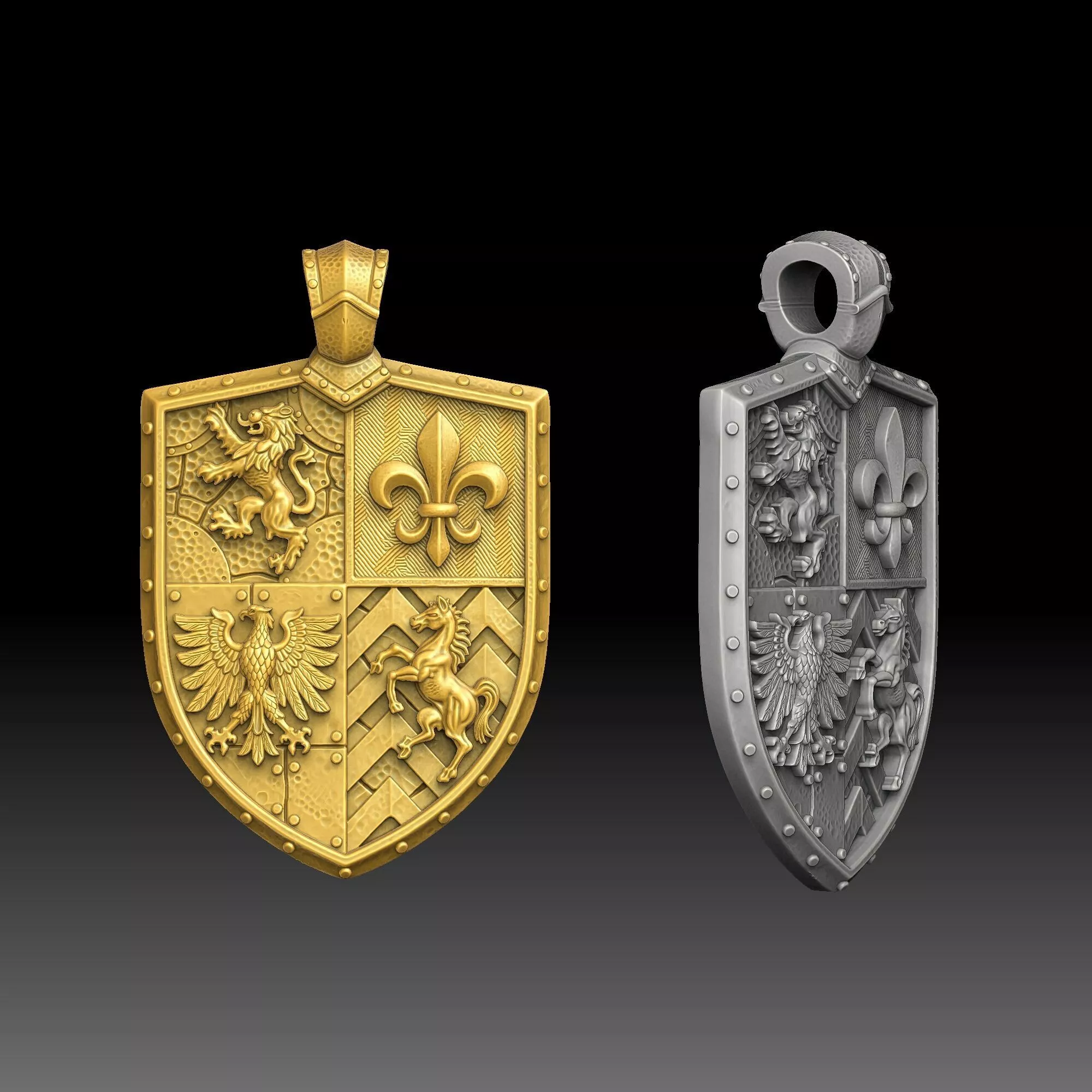Armor Plate Crests - one inch pendant 3D print model