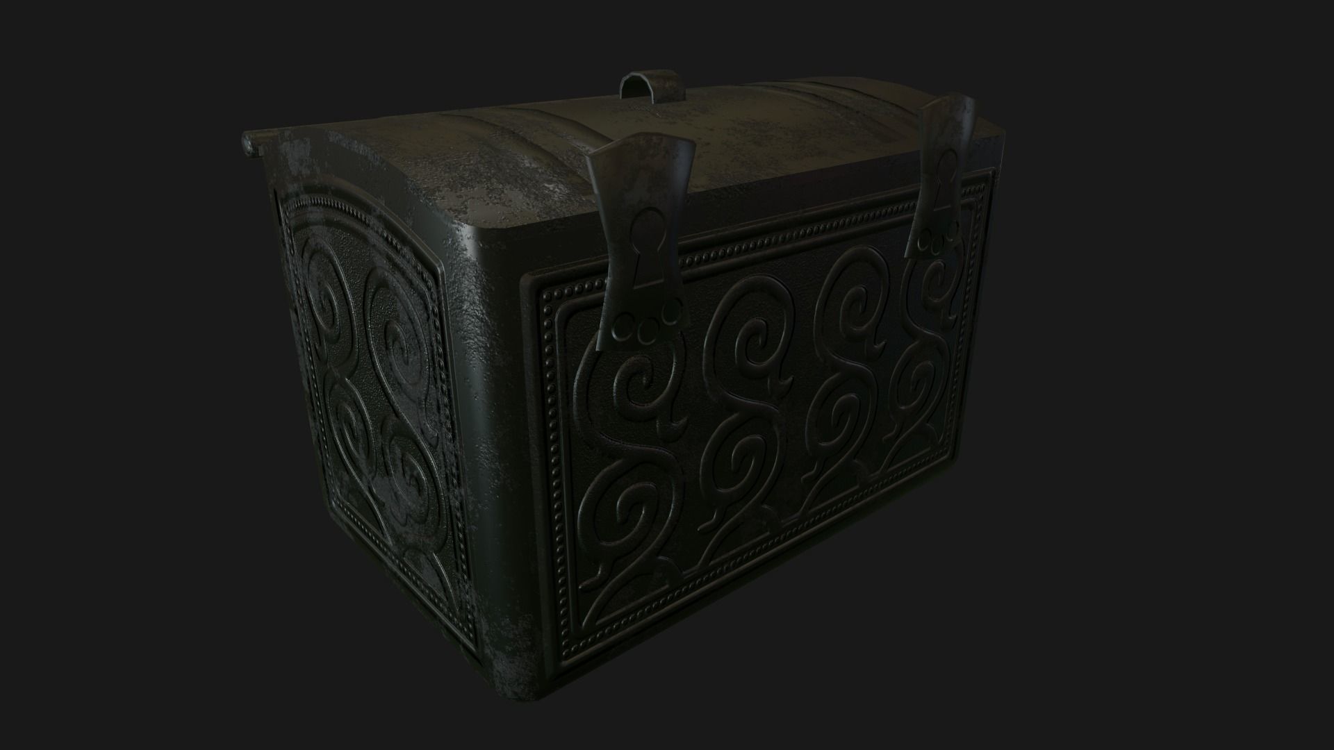 Chest ornate fireplace cover Low-poly 3D model_0