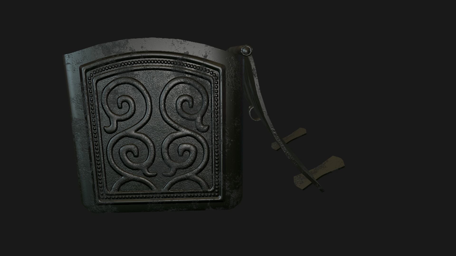 Chest ornate fireplace cover Low-poly 3D model_1