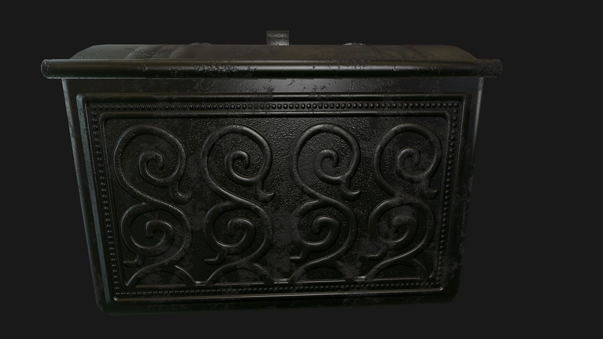 Chest ornate fireplace cover Low-poly 3D model_6