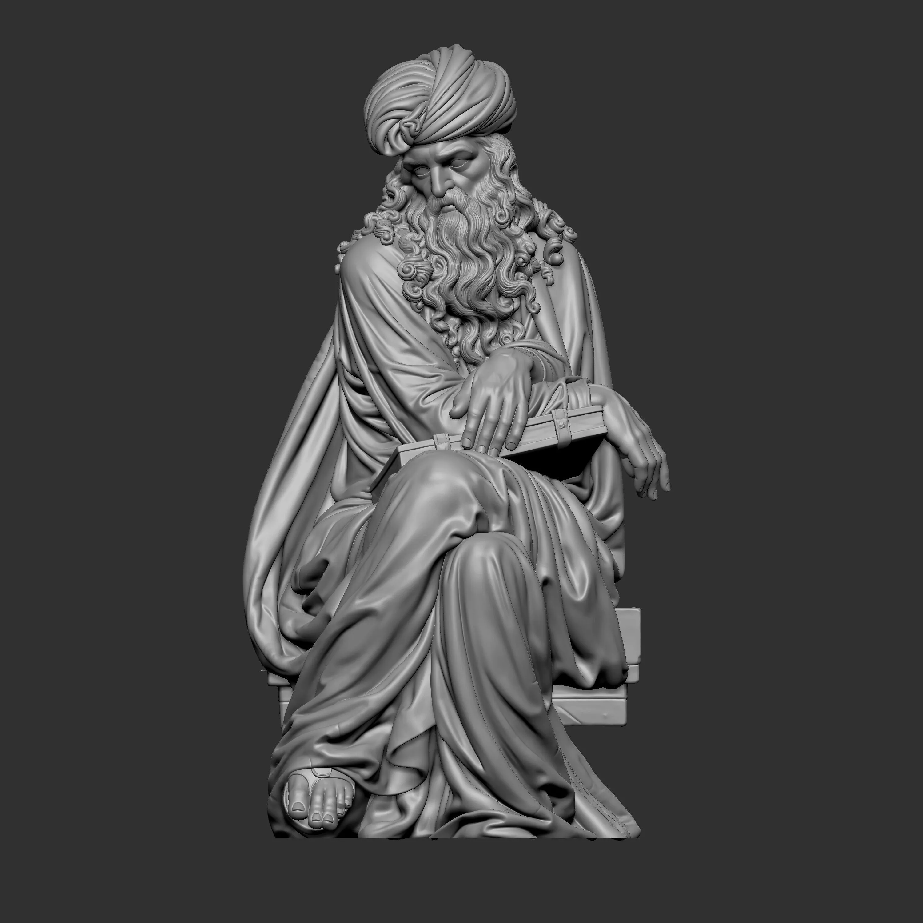 3D digital sculpture rendering of Leonardo da Vinci 3D print model