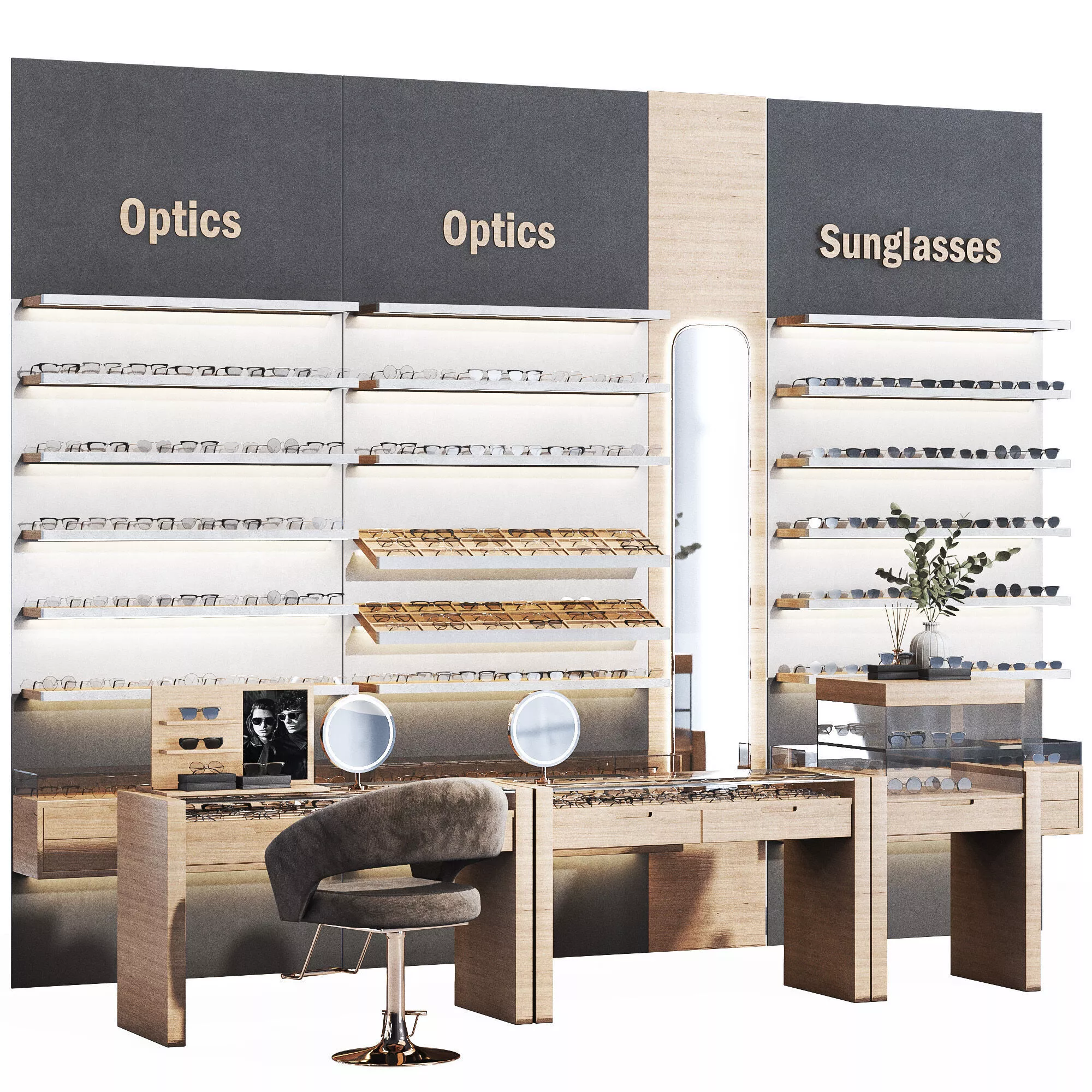 eyeglasses store sunglasses optics Low-poly 3D model