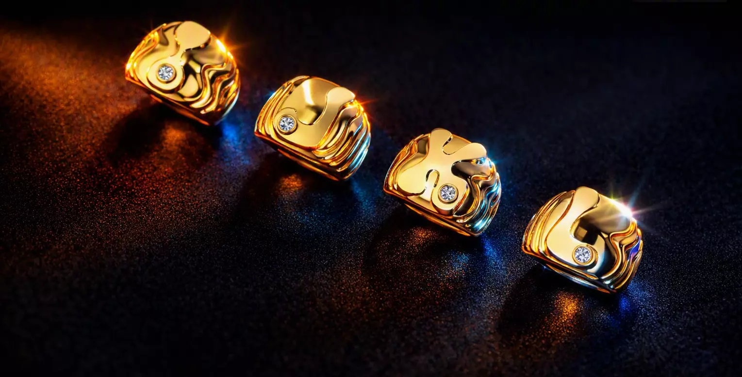 Puffy Alphabet Ring Bundle jewelry 3D model - I-J-K-L 3D print model