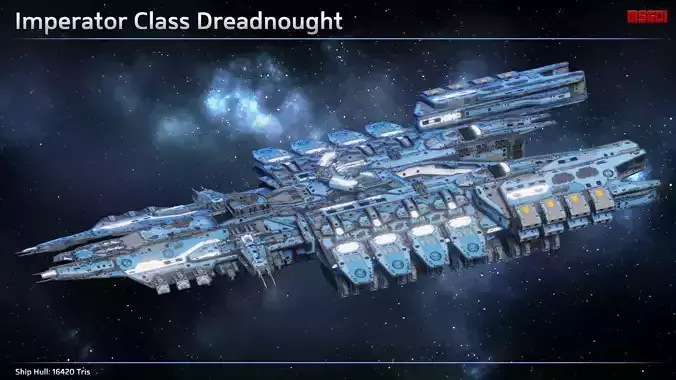 Spaceship Dreadnought Imperator Low-poly 3D model