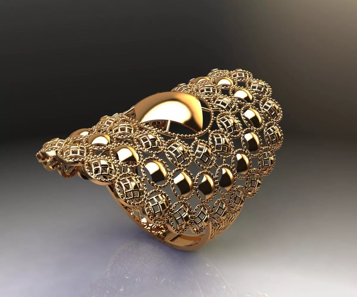 27 Crescent Crest Wide Shield Ring 19MM-4gm 3D print model