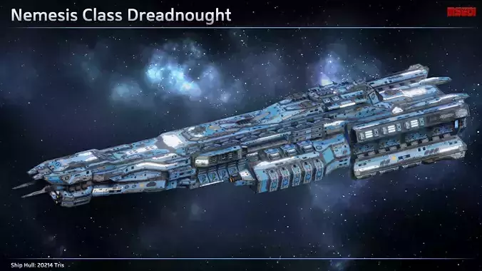 Spaceship Dreadnought Nemesis Low-poly 3D model
