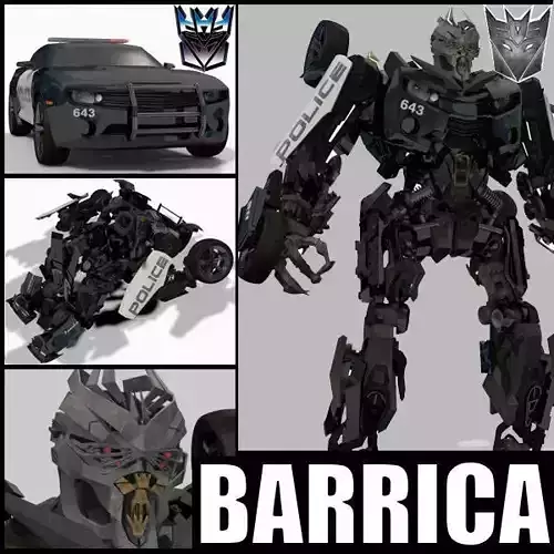 Barricade decepticon transformer - 3d animated model 3D model