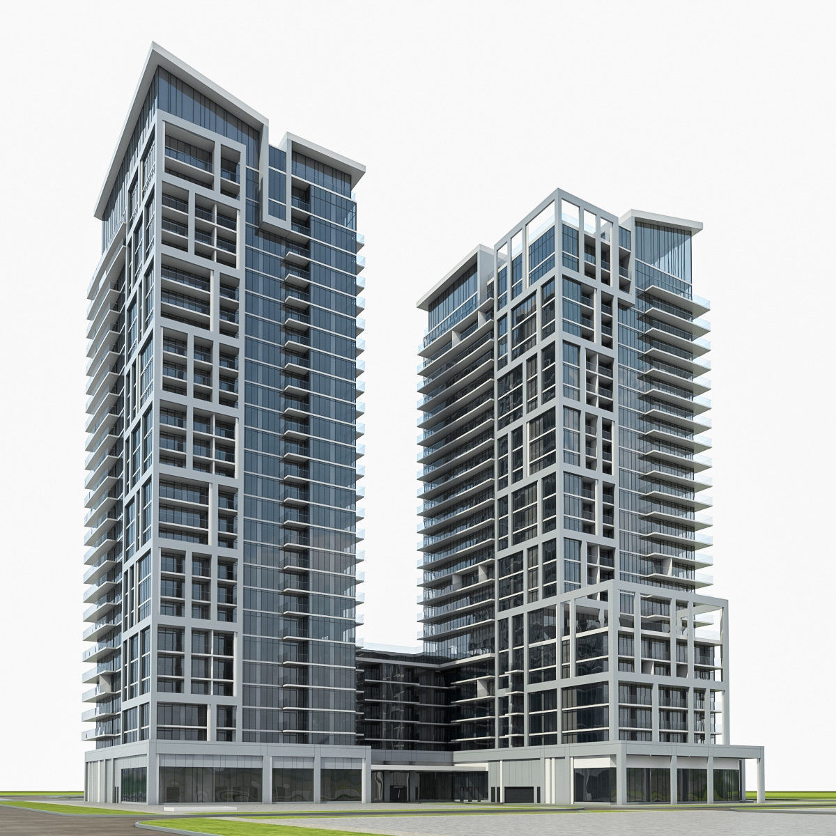 Twin Towers Collection Low-poly 3D model_35