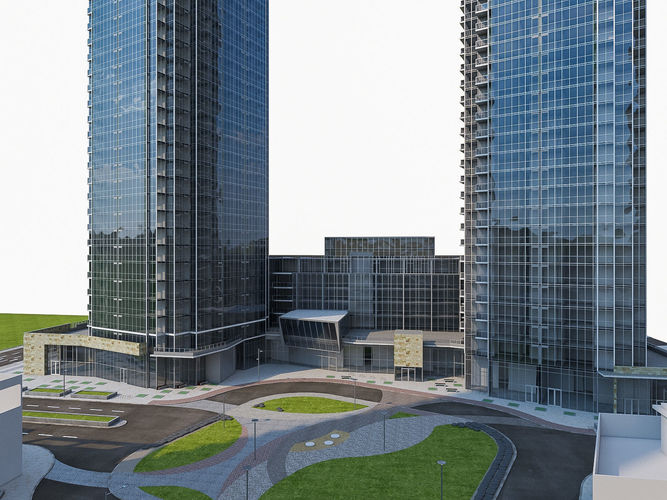 Twin Towers Collection Low-poly 3D model 4
