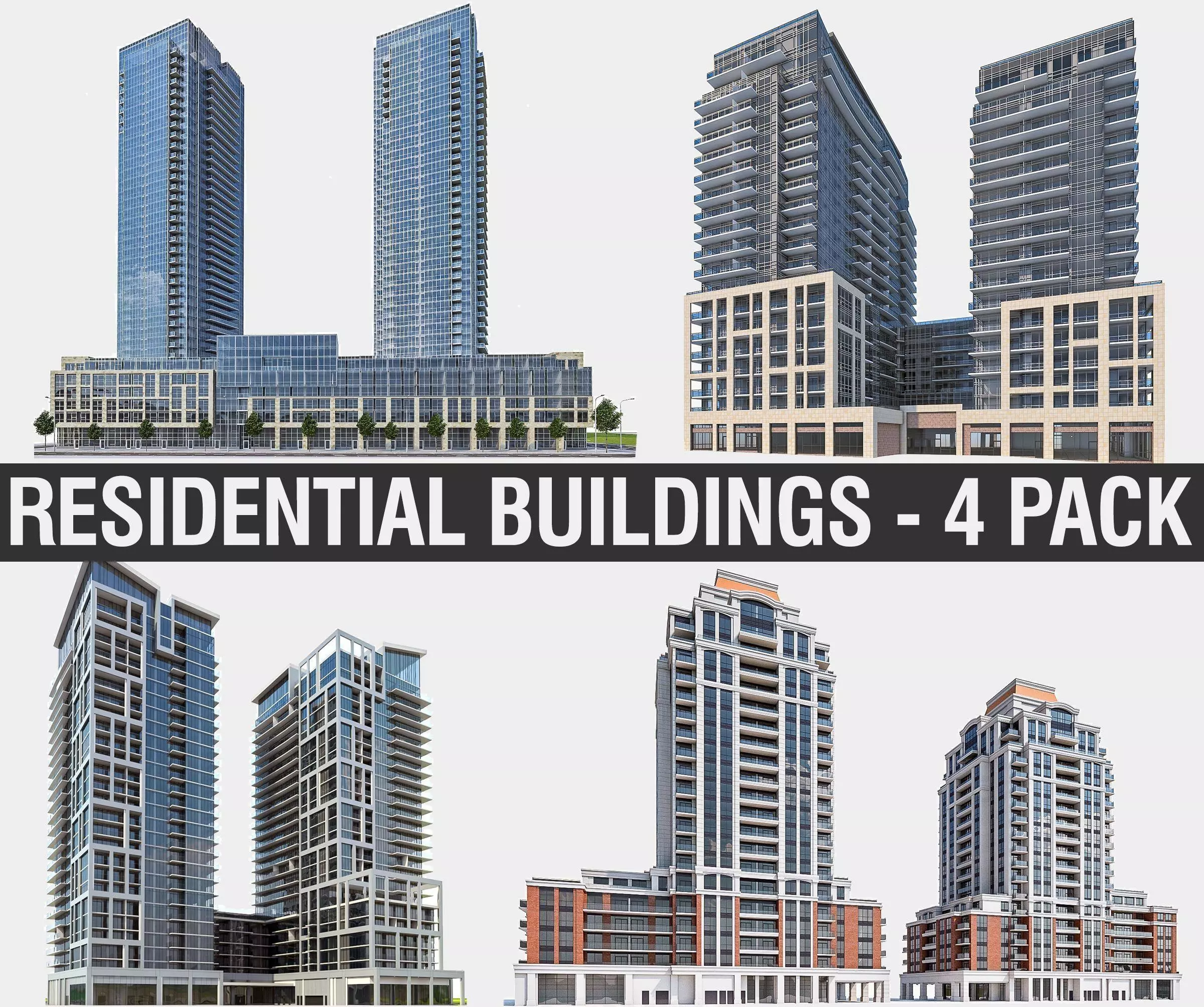 Twin Towers Collection Low-poly 3D model_0