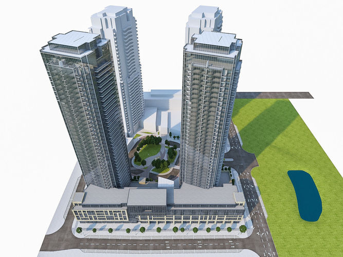Twin Towers Collection Low-poly 3D model 3