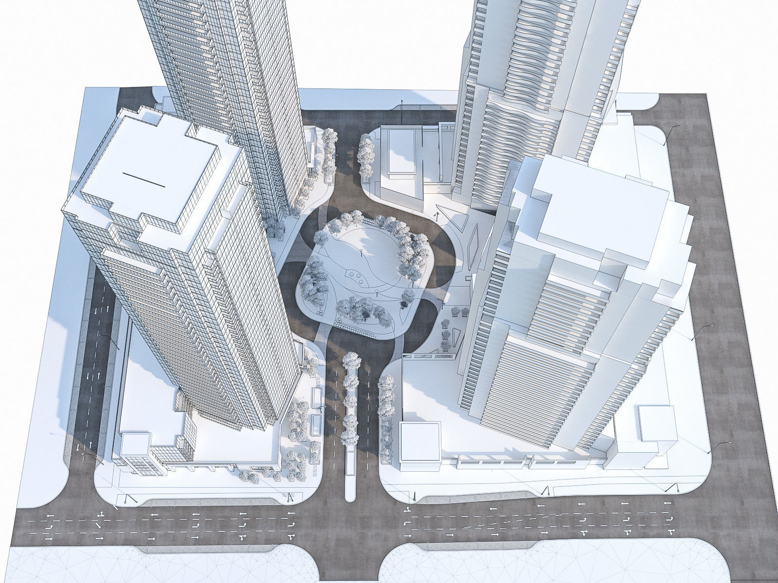 Twin Towers Collection Low-poly 3D model_17