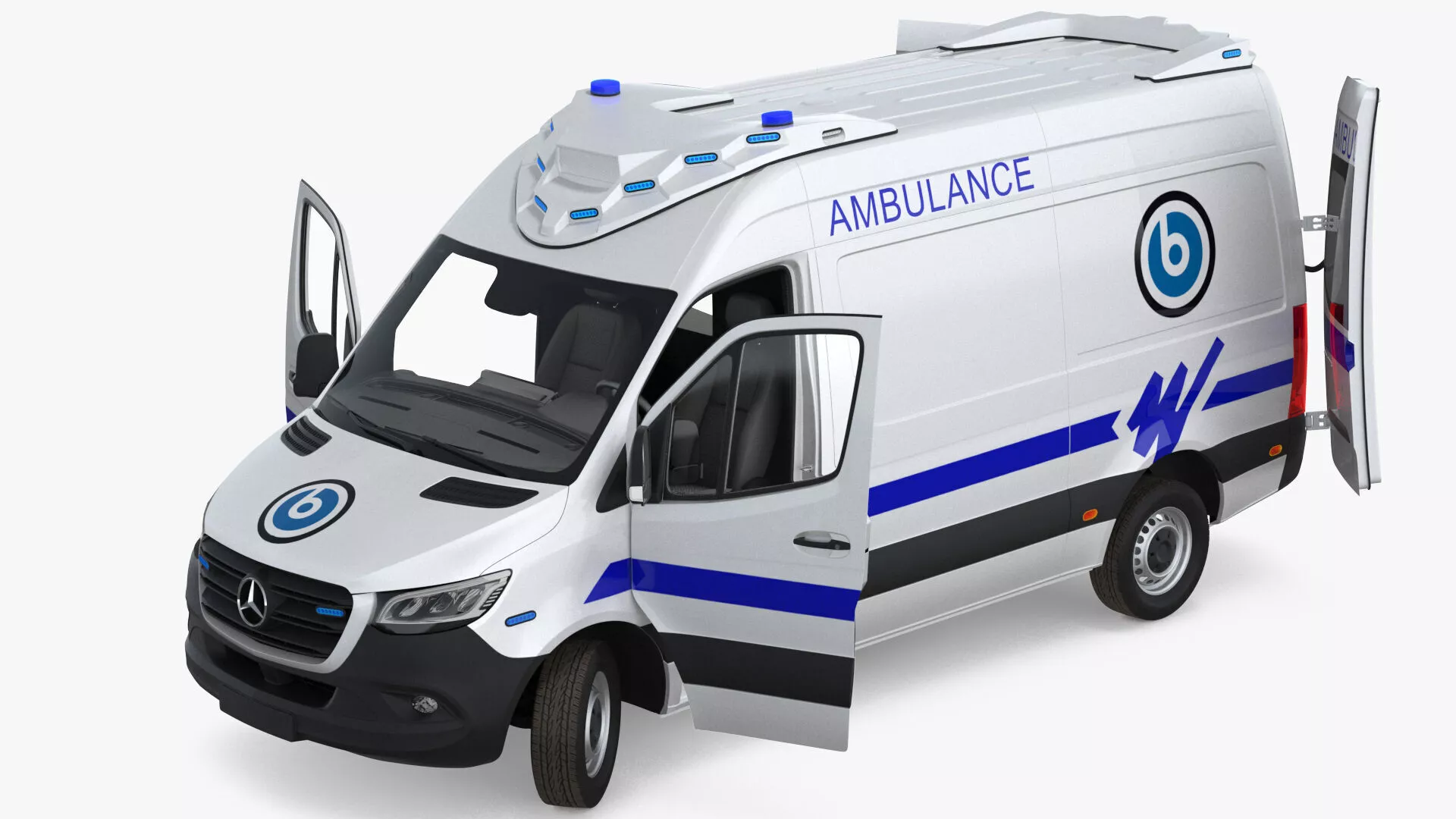 Mercedes Benz Sprinter Ambulance with Interior Rigged 3D model
