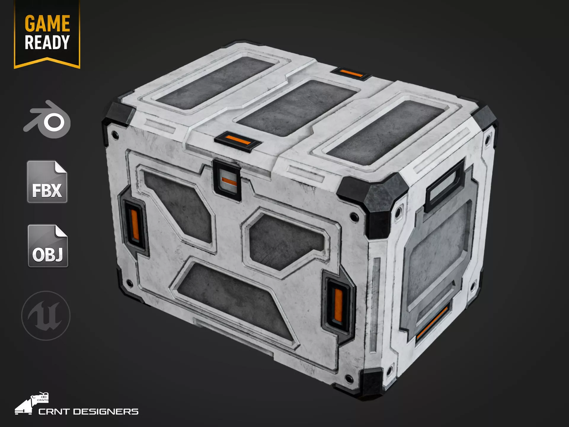 Sci-Fi Futuristic Cargo Storage Crate - UE4 And UE5 Optimized Low-poly 3D model