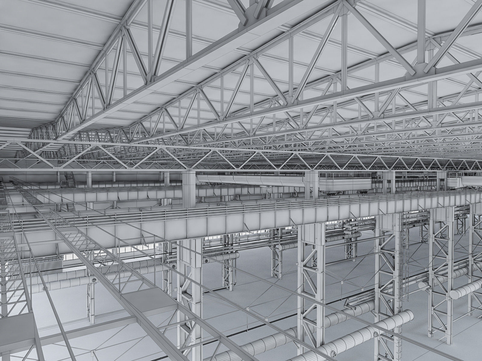 Industrial Interiors 2 Pack Low-poly 3D model_7