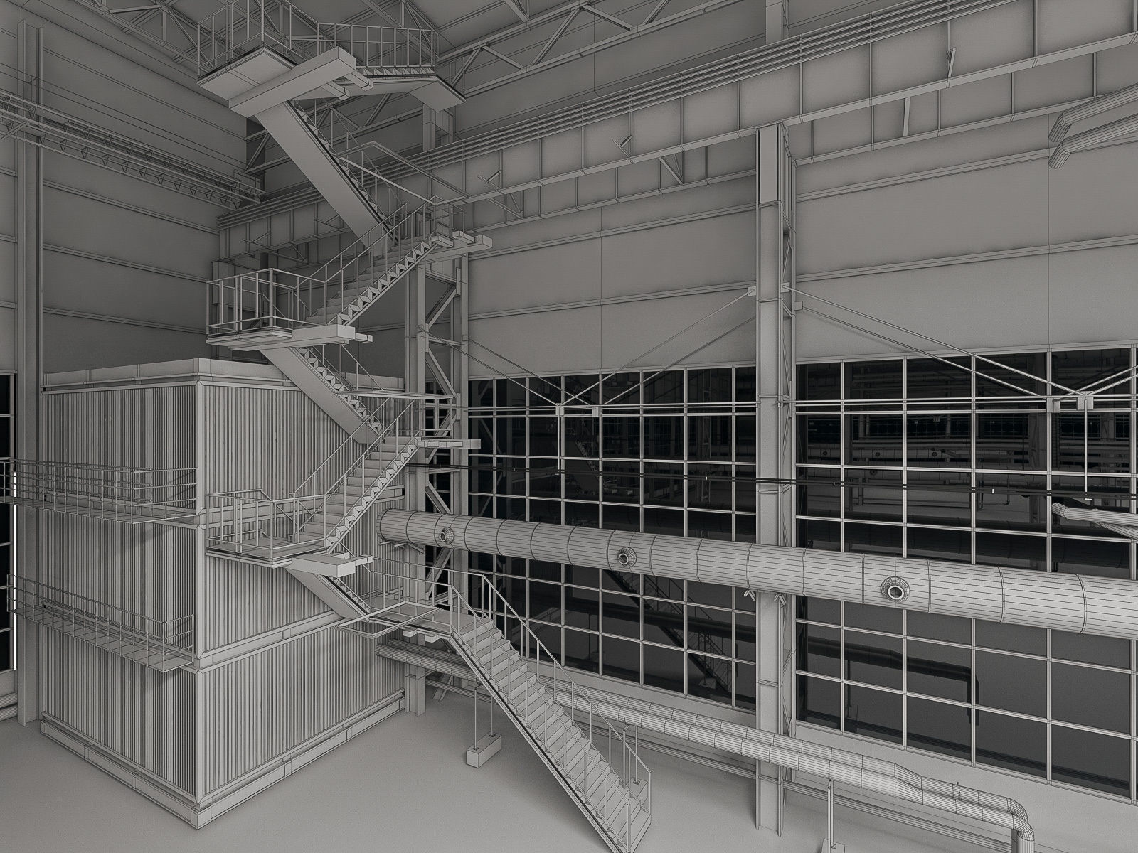 Industrial Interiors 2 Pack Low-poly 3D model_13