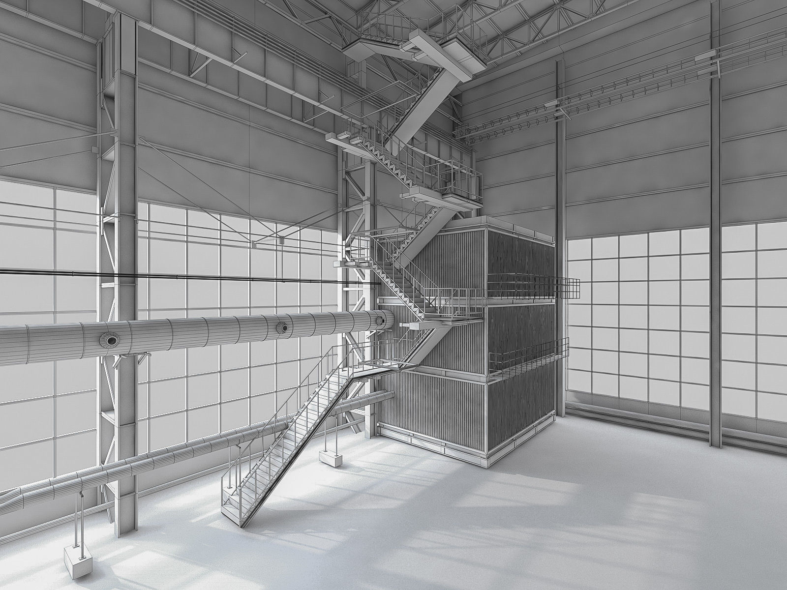 Industrial Interiors 2 Pack Low-poly 3D model_8