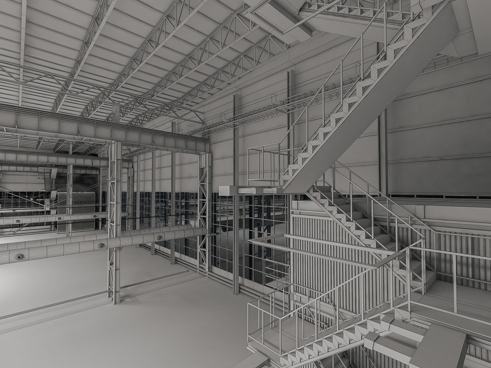 Industrial Interiors 2 Pack Low-poly 3D model_11