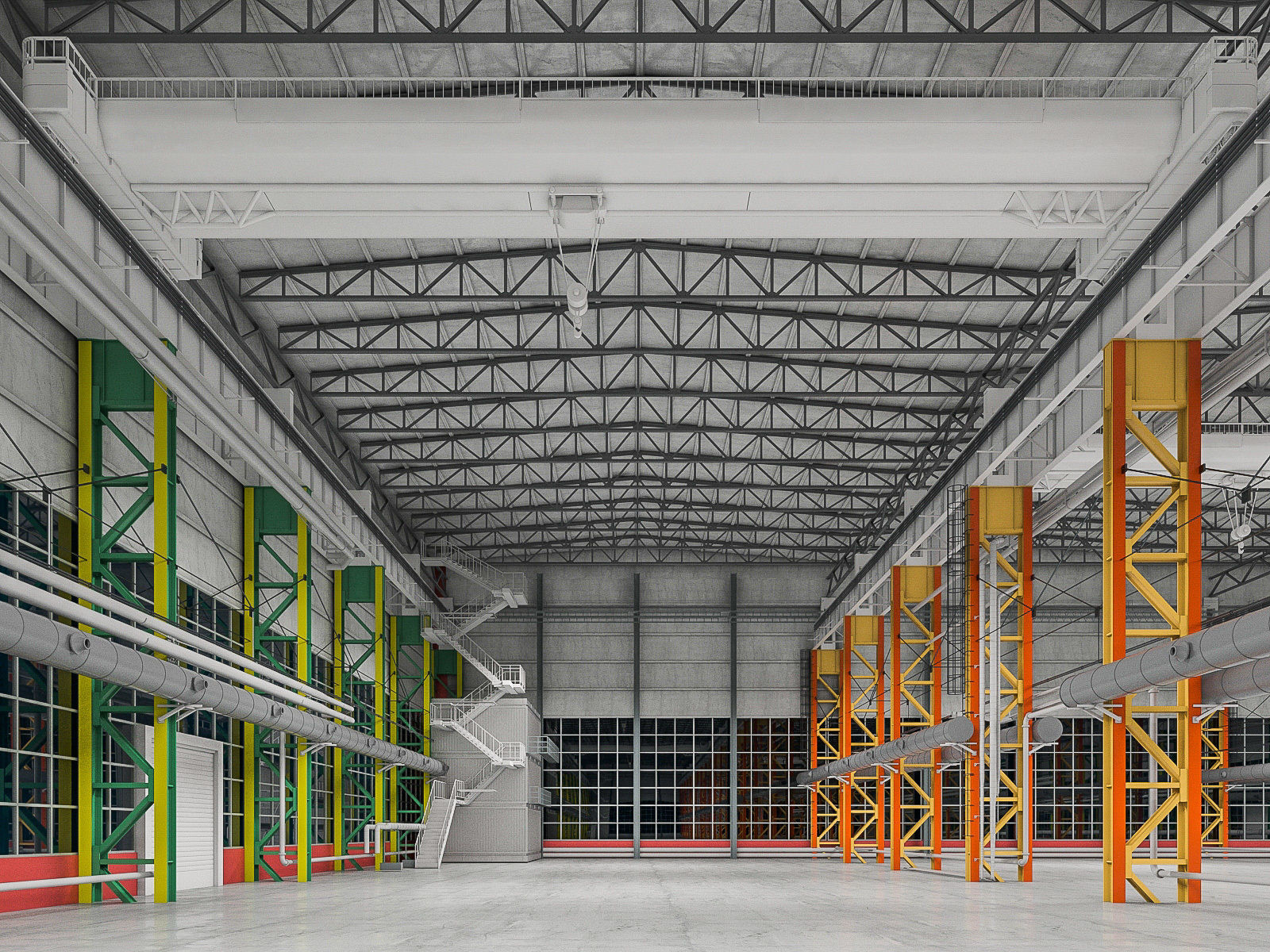 Industrial Interiors 2 Pack Low-poly 3D model_1