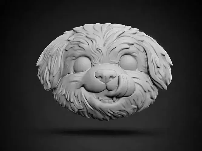 Happy Fluffy Dog Face Relief