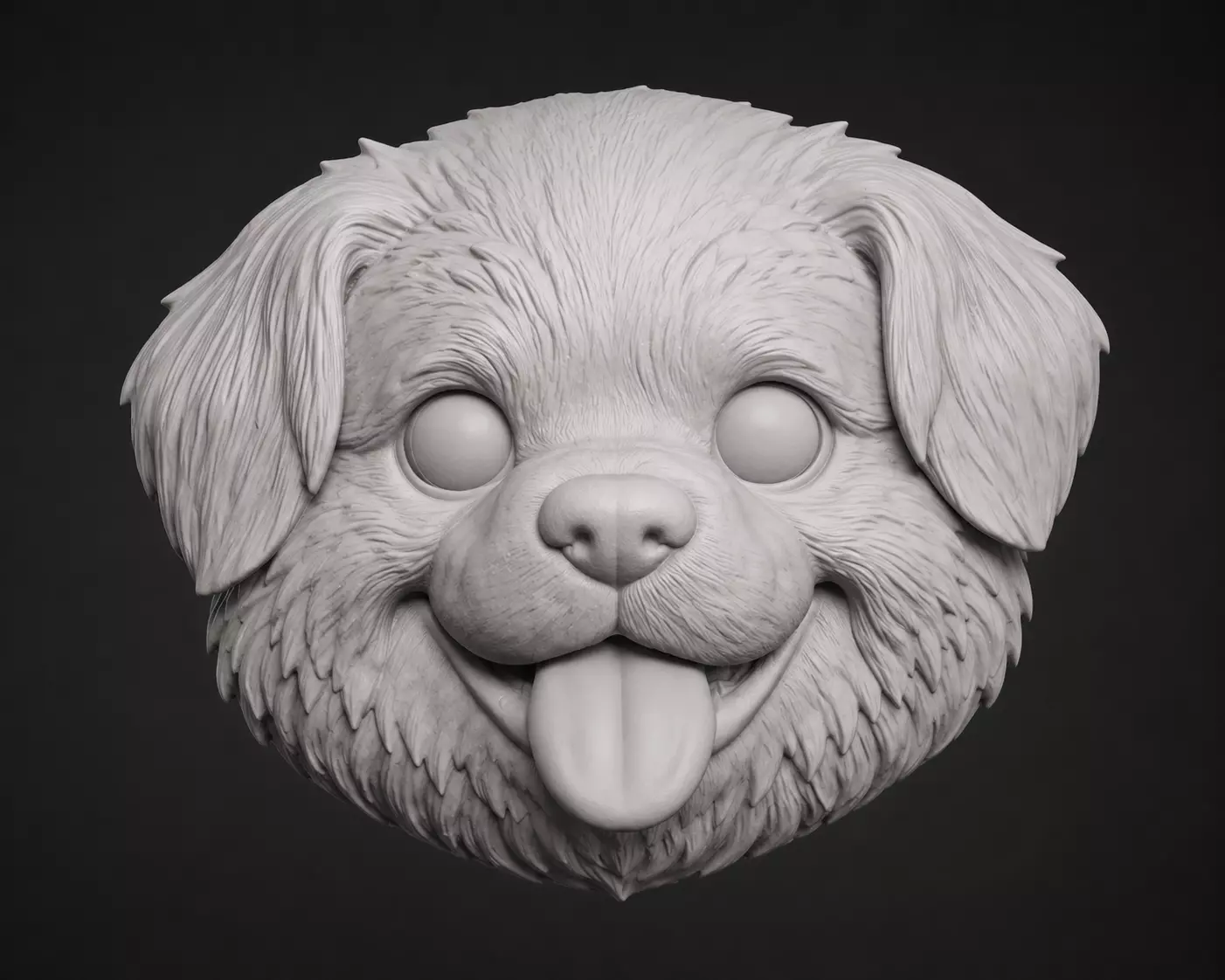 Playful Dog Face with Tongue 3D print model
