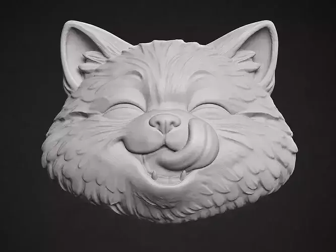 Playful Cat Face Relief