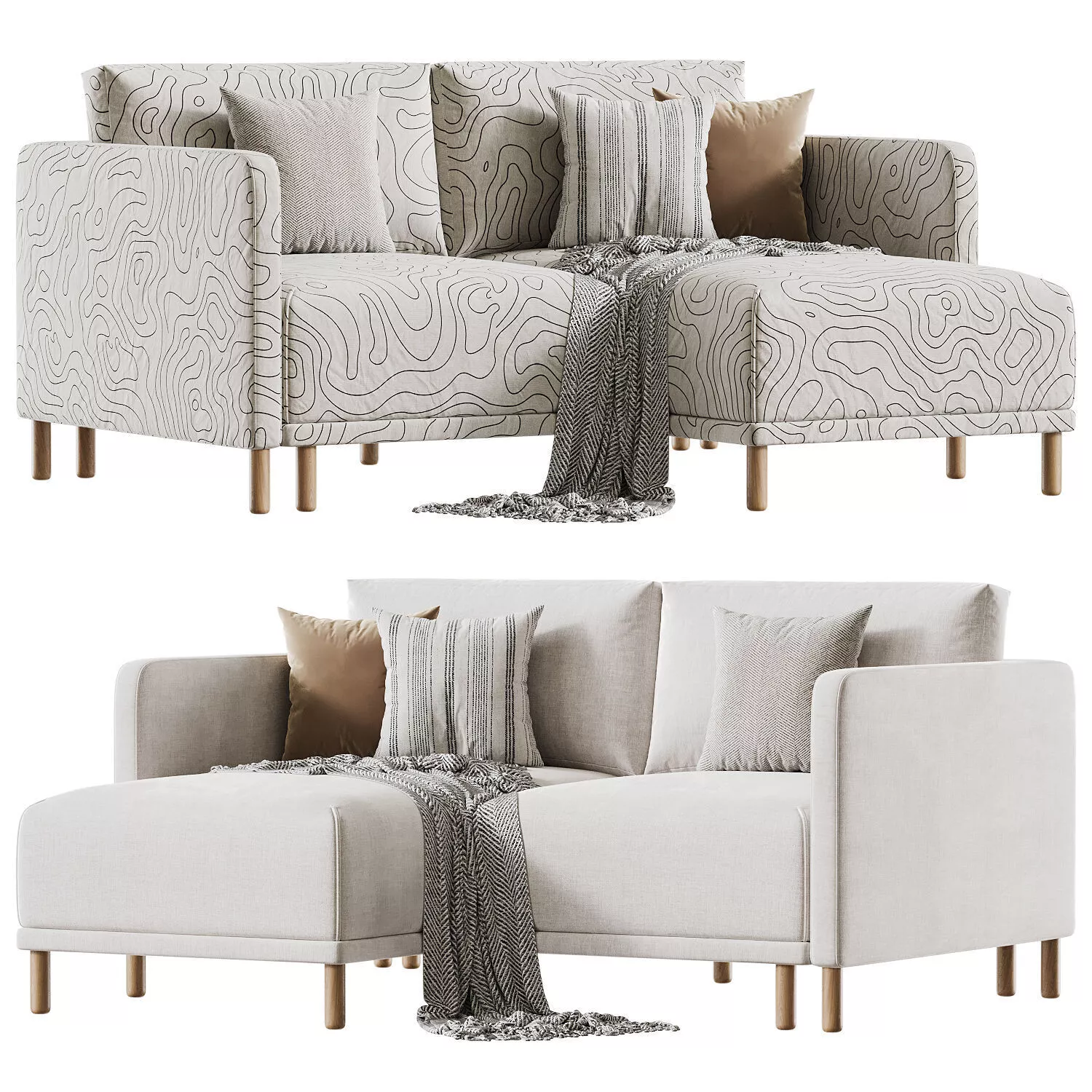 Nordica Mini Velour Olive Corner Sofa 3D model