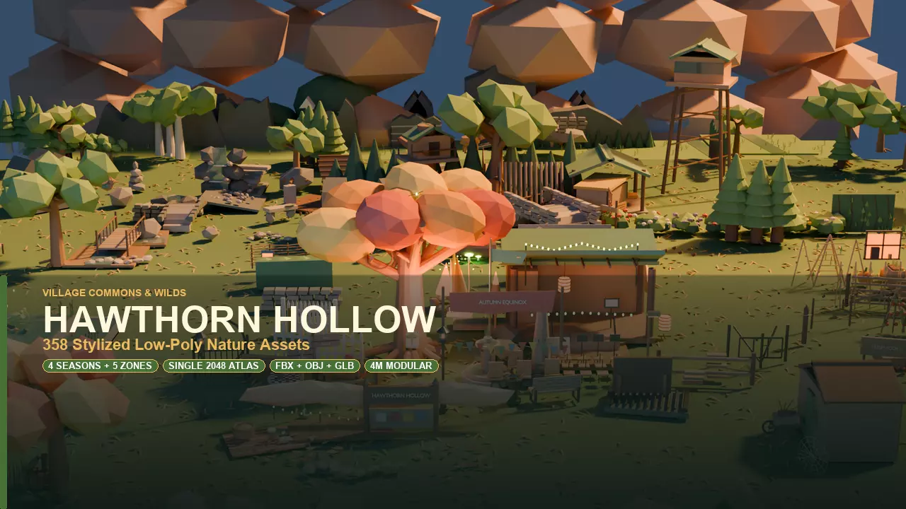 Stylized Nature Park Pack - 358 Low Poly Assets Low-poly 3D model