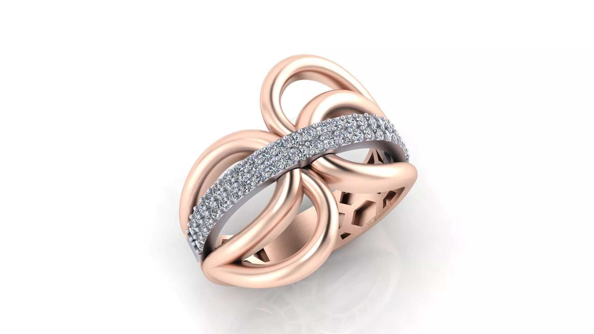Swirl Loop Pave Diamond Ring 3D Print Model 3D print model