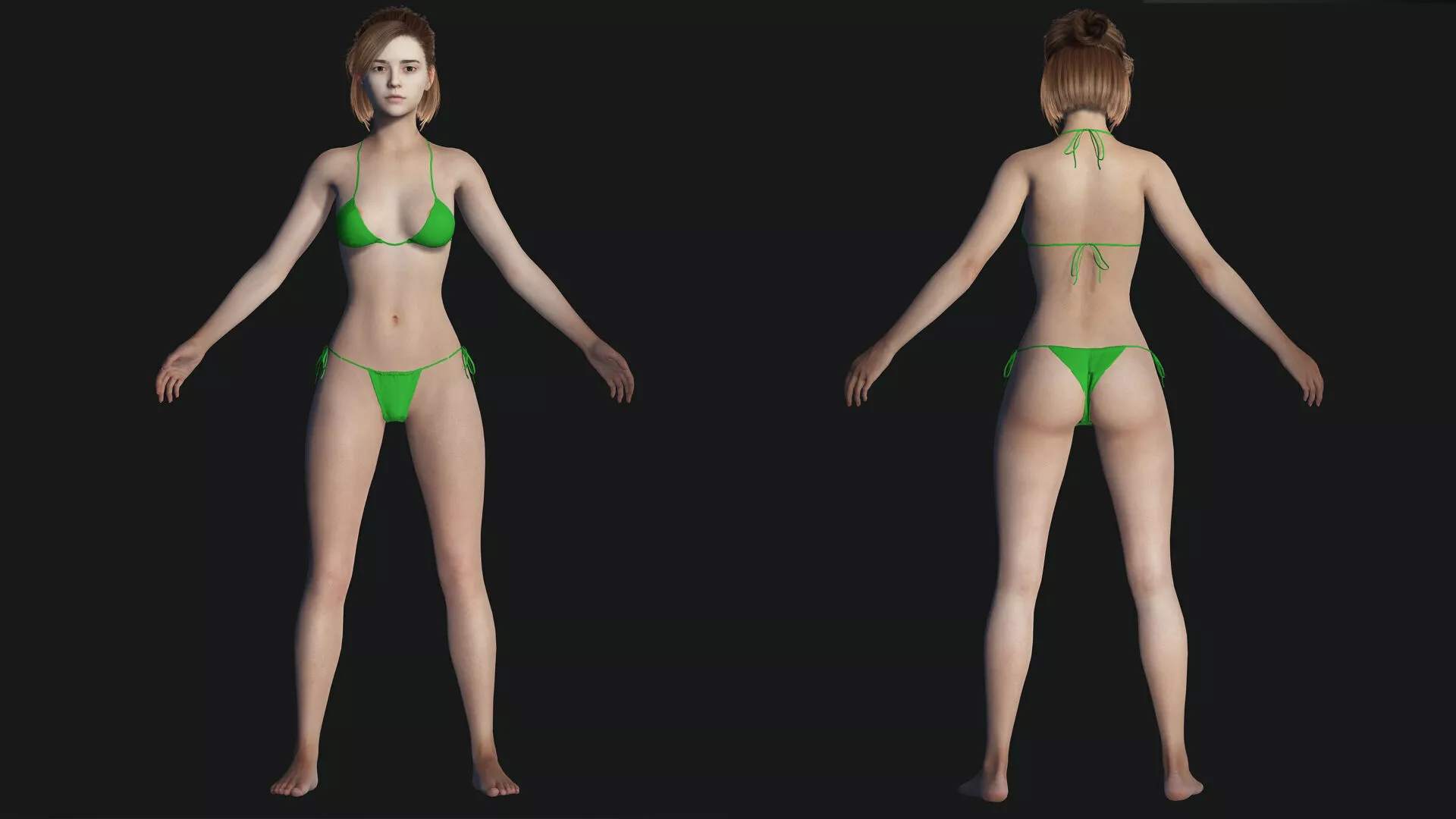 Realistic Brown Haired Woman Game Ready Character 3D model