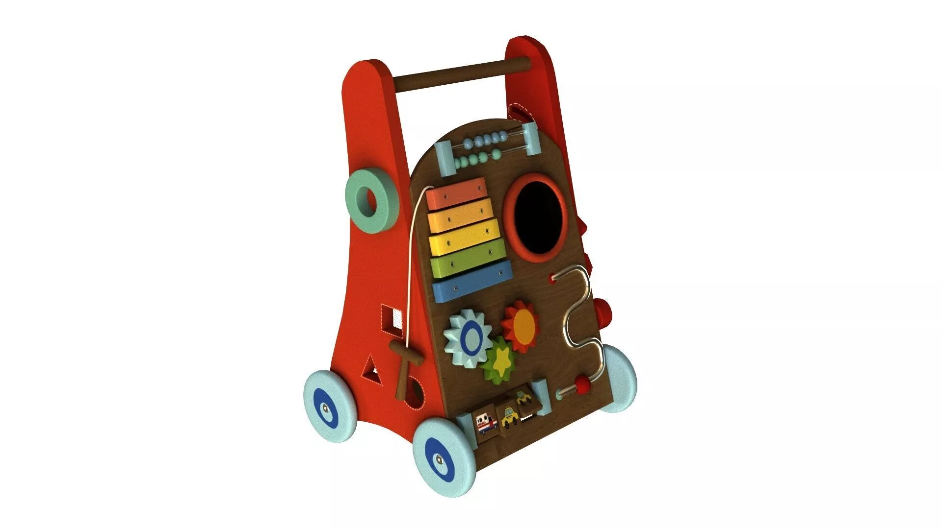 Wooden Baby Activity Walker 3D model