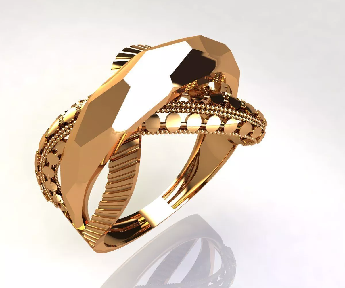 18 Faceted-Bypass-Multi-Strand-Beaded-Band-Ring 5gm 3D print model