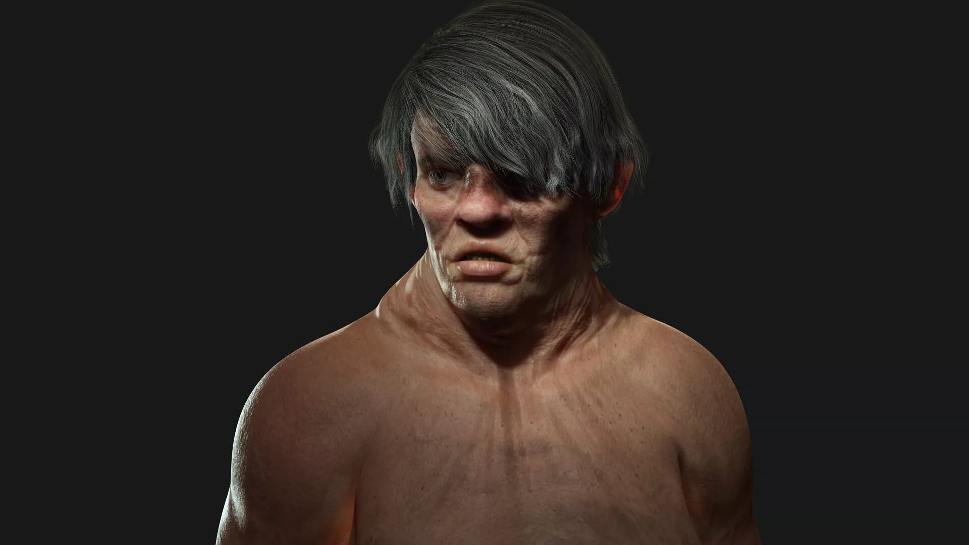 Realistic Elderly Horror Woman Game Ready Character Low-poly 3D model