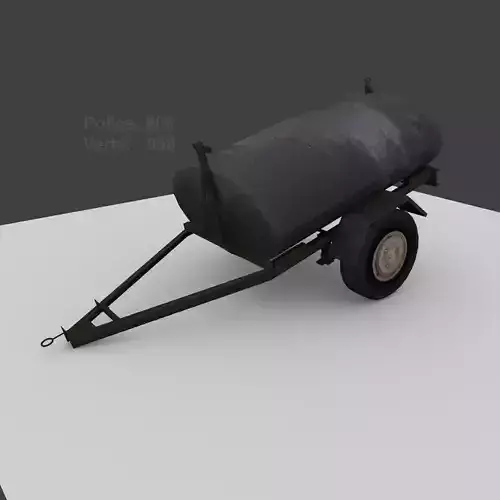 mobile water or fuel cart trailer Low-poly 3D model