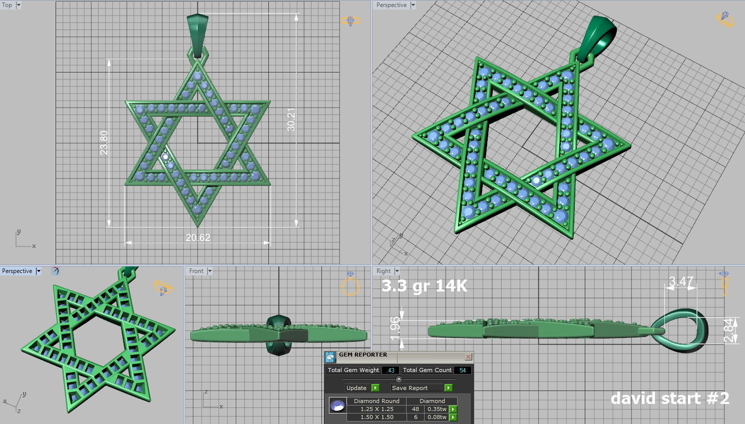 David Star Pendant Set of two pendants 3D print model_2