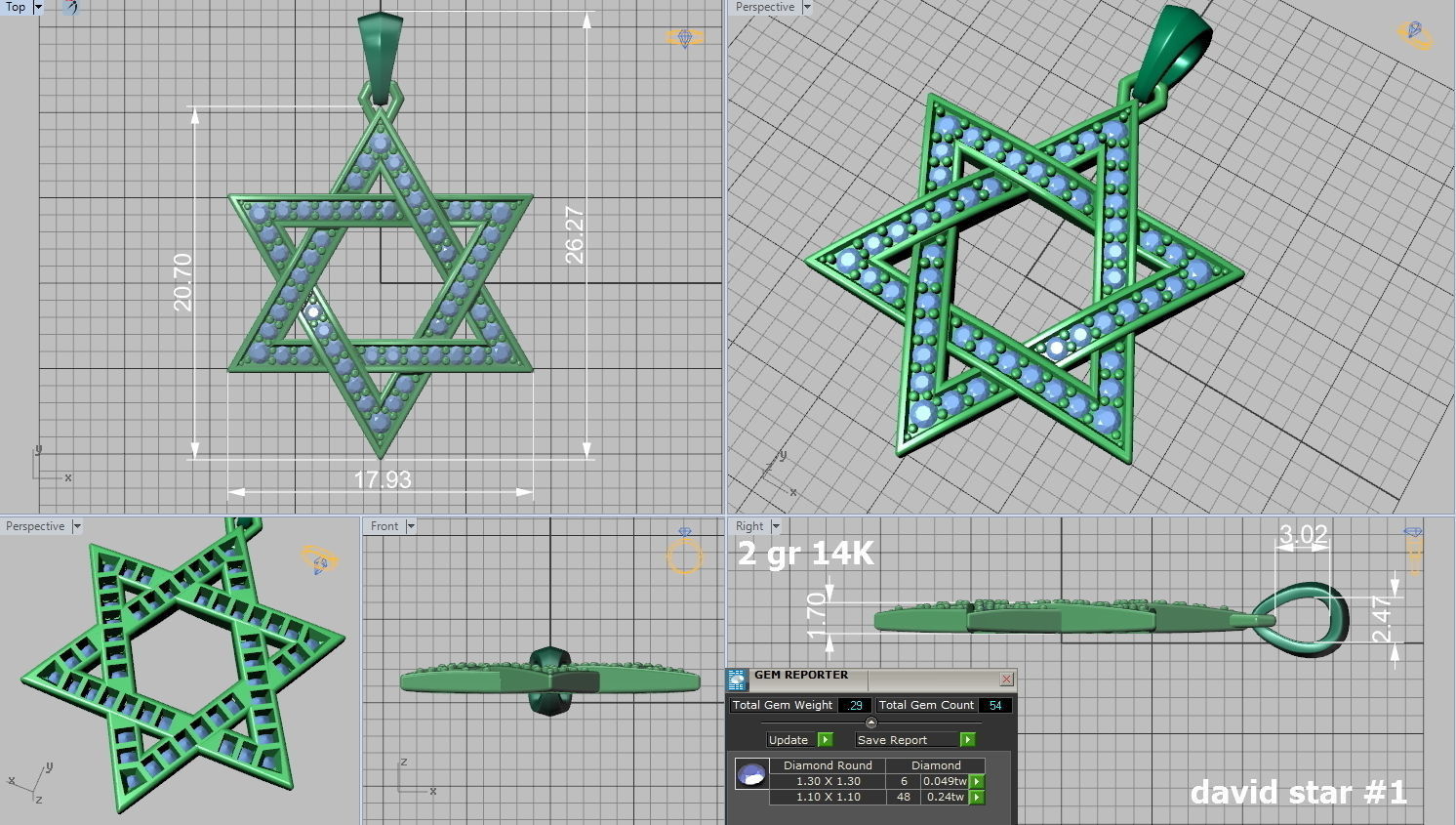 David Star Pendant Set of two pendants 3D print model_1
