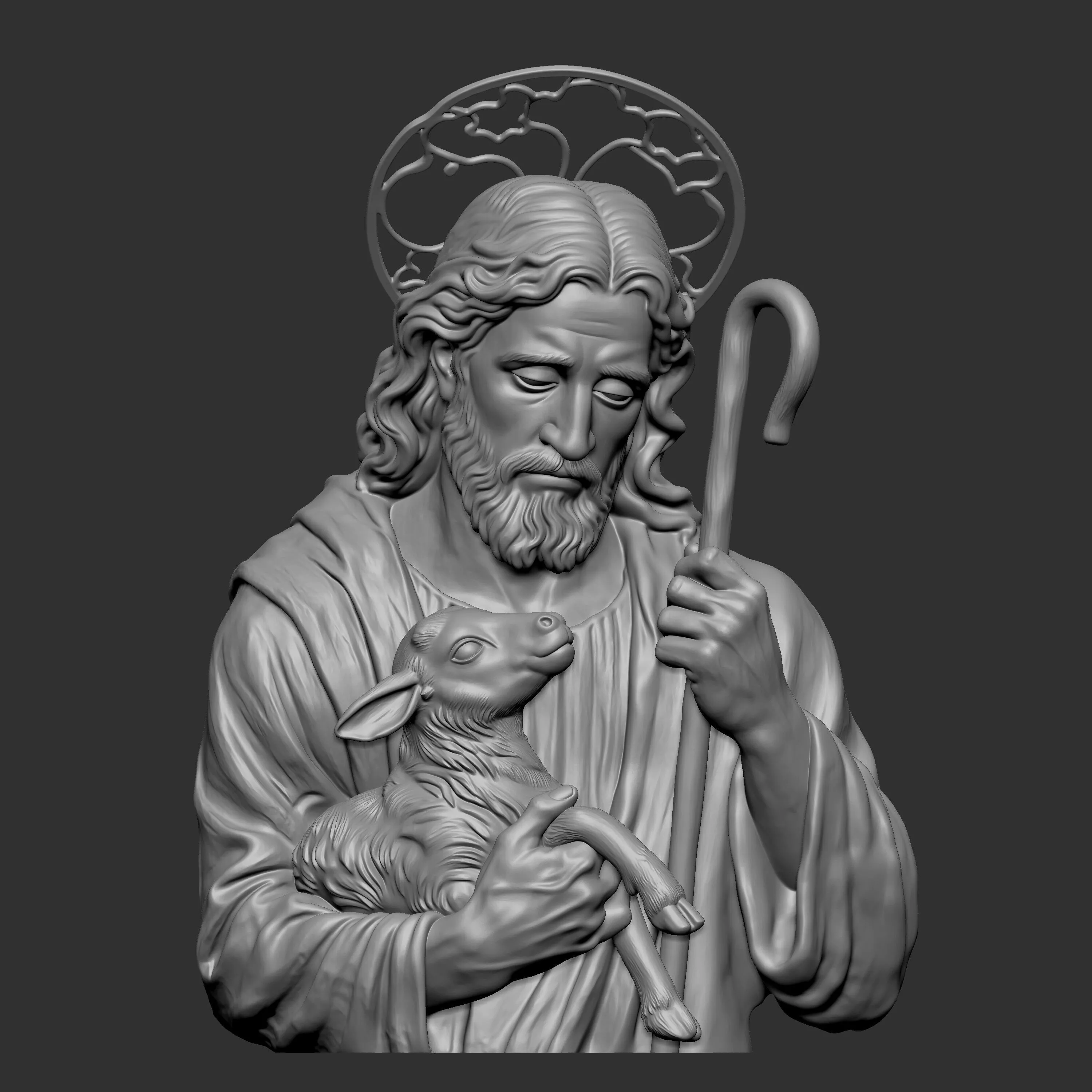 Jesus Christ as the Good Shepherd 3D print model