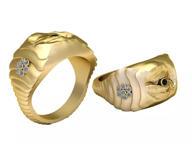 Sculpted Gold Stone Ring 3D print model