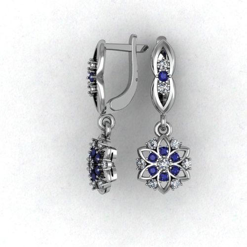 Earrings with sapphires 3D print model