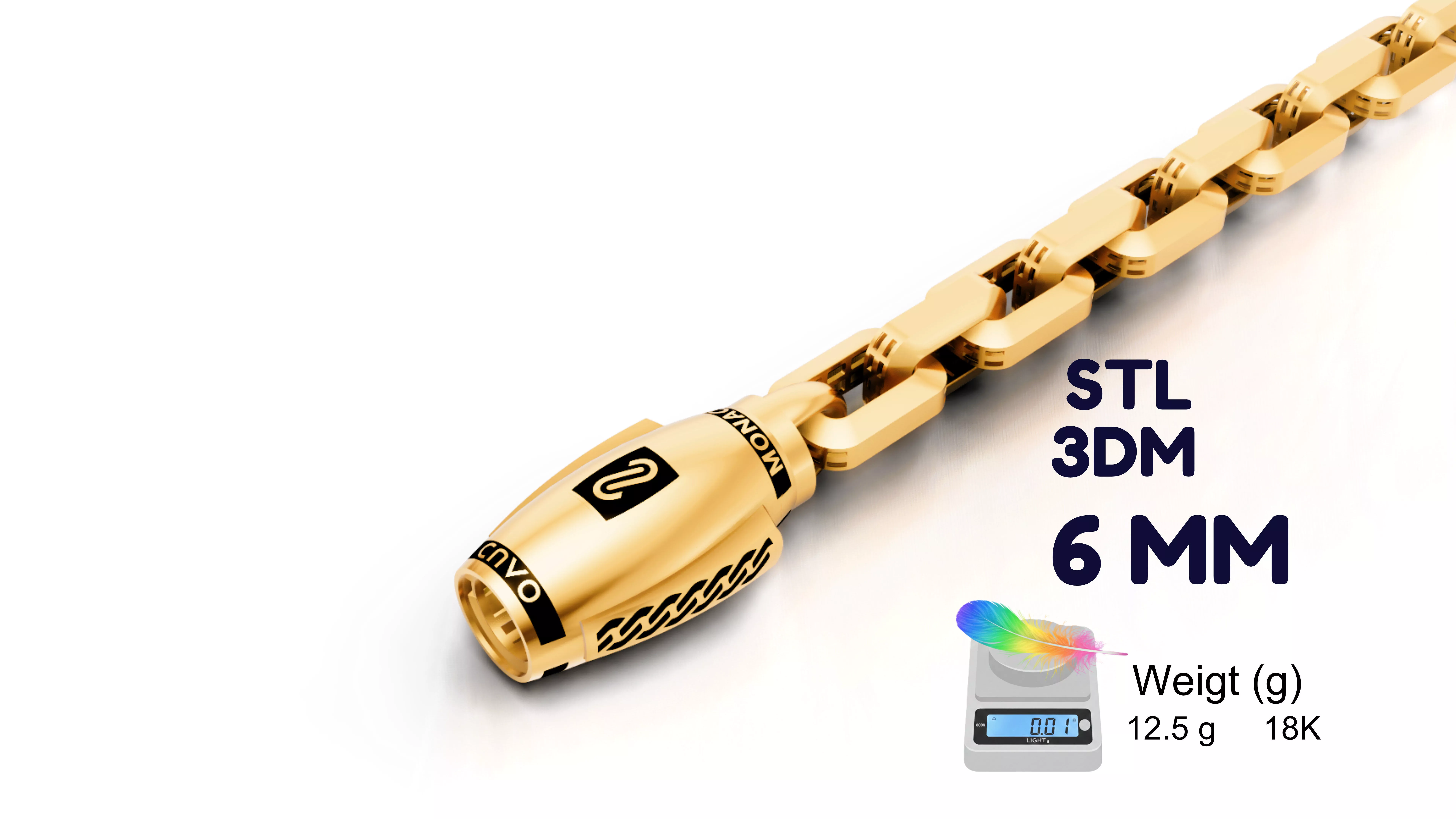 MONACO CHAIN cavo brecelet-6mm-plain 3D print model