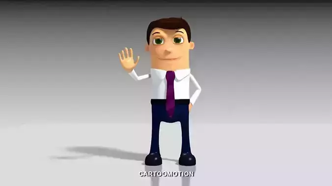 Rigged Cartoon Business Man