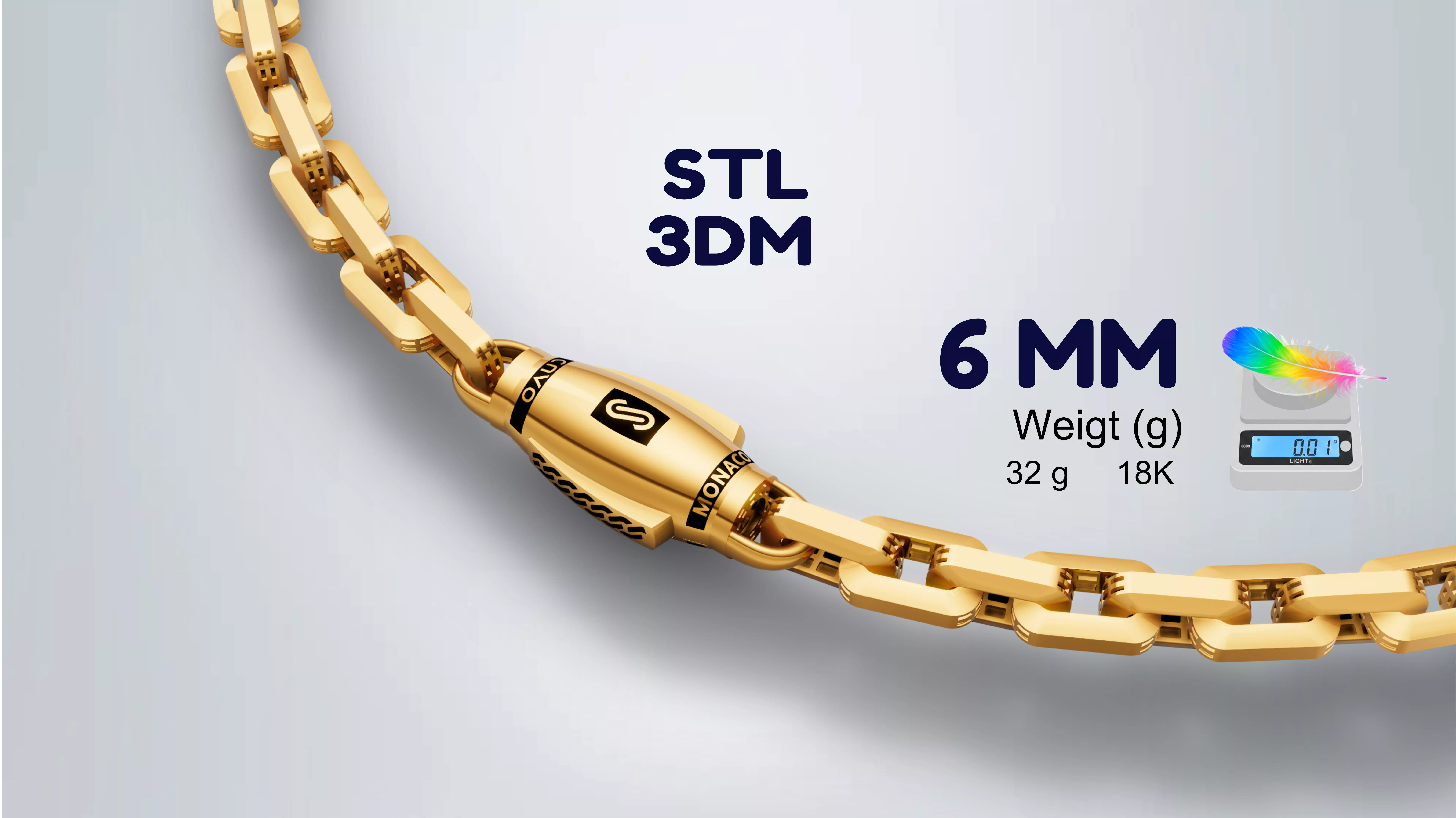 MONACO CHAIN cavo necklace-6mm-plain 3D print model