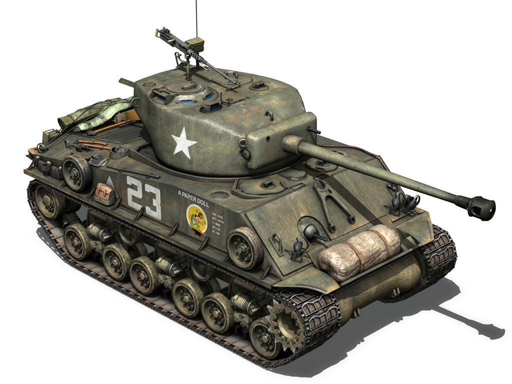M4A3E8 Sherman - Easy Eight - A Paper Doll 3D model_8