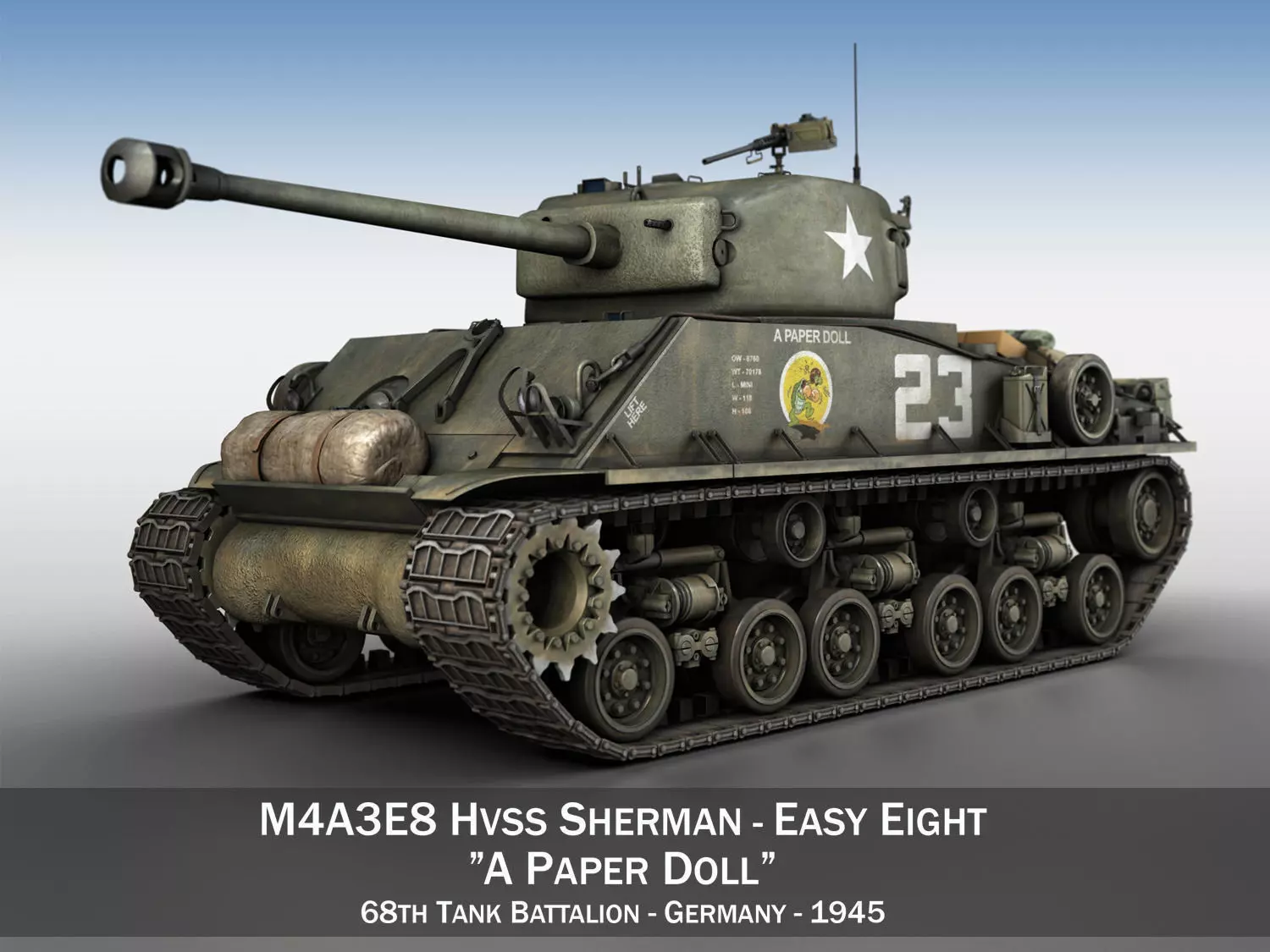 M4A3E8 Sherman - Easy Eight - A Paper Doll 3D model_0