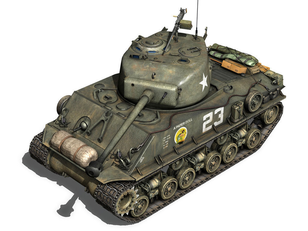 M4A3E8 Sherman - Easy Eight - A Paper Doll 3D model_2