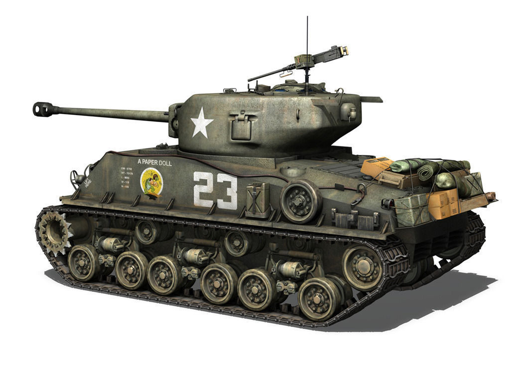 M4A3E8 Sherman - Easy Eight - A Paper Doll 3D model_4