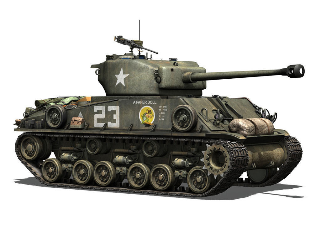 M4A3E8 Sherman - Easy Eight - A Paper Doll 3D model_3
